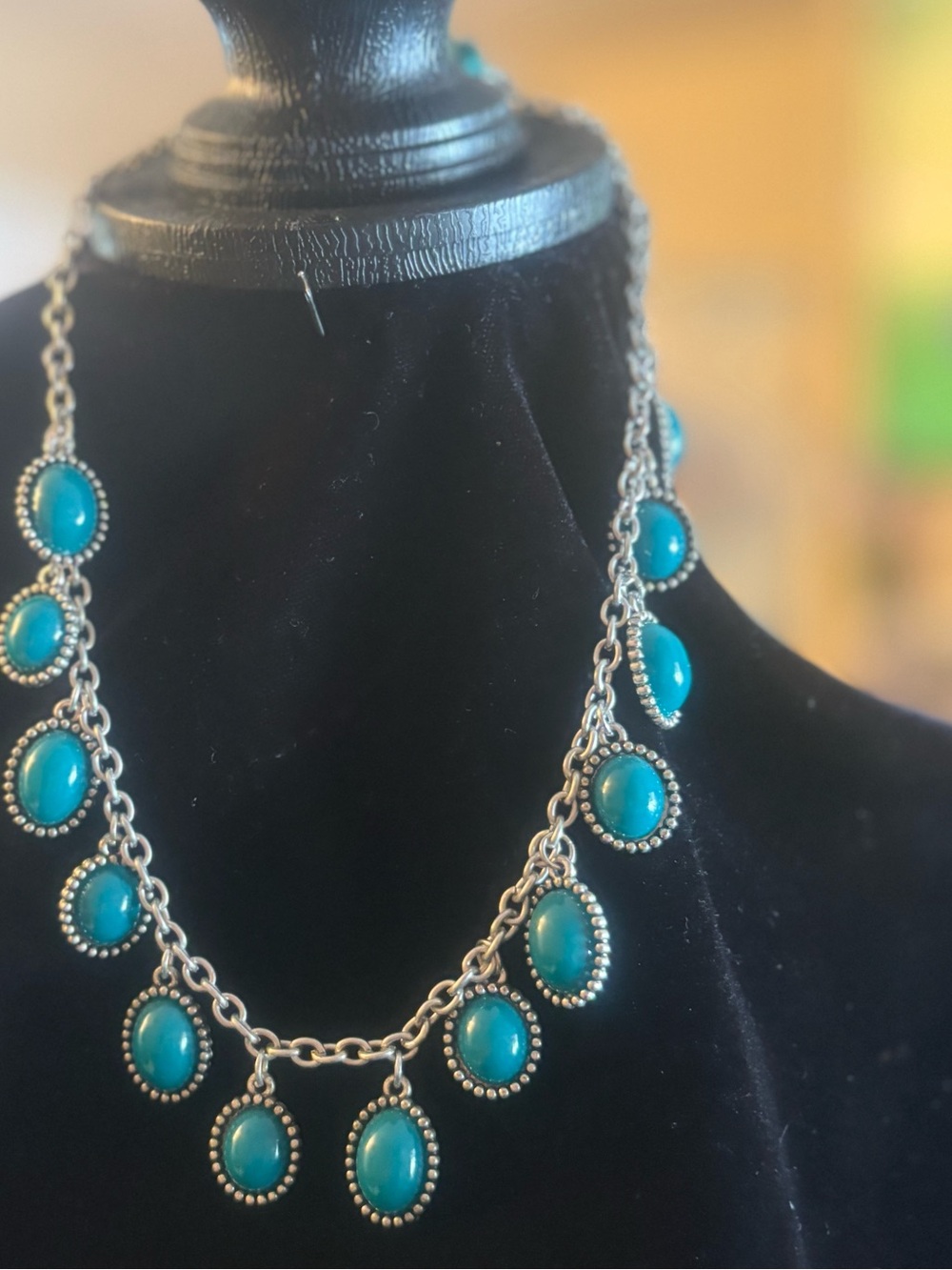 Teal Drop Chain Necklace - Brand: